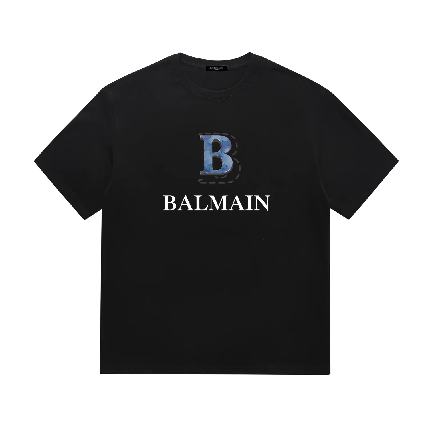 "High Quality" BALMAIN Official Same Style Short-sleeved T-shirt 2024 Spring and Summer New Arrival Heavy Industry Printing Original Imported Customized Gram Pure Cotton High-density Thread Same Style Fabric Loose Fit Super Versatile Very Suitable for Men and Women A Must-Have Color: Black White Sizes: S M L XL XXL